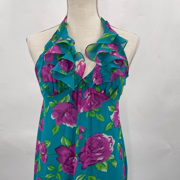 Vintage Betsey Johnson 100% Silk Maxi Dress 90’s 2000’s Silk Moroccan Rose Dress - Picture 2 of 6